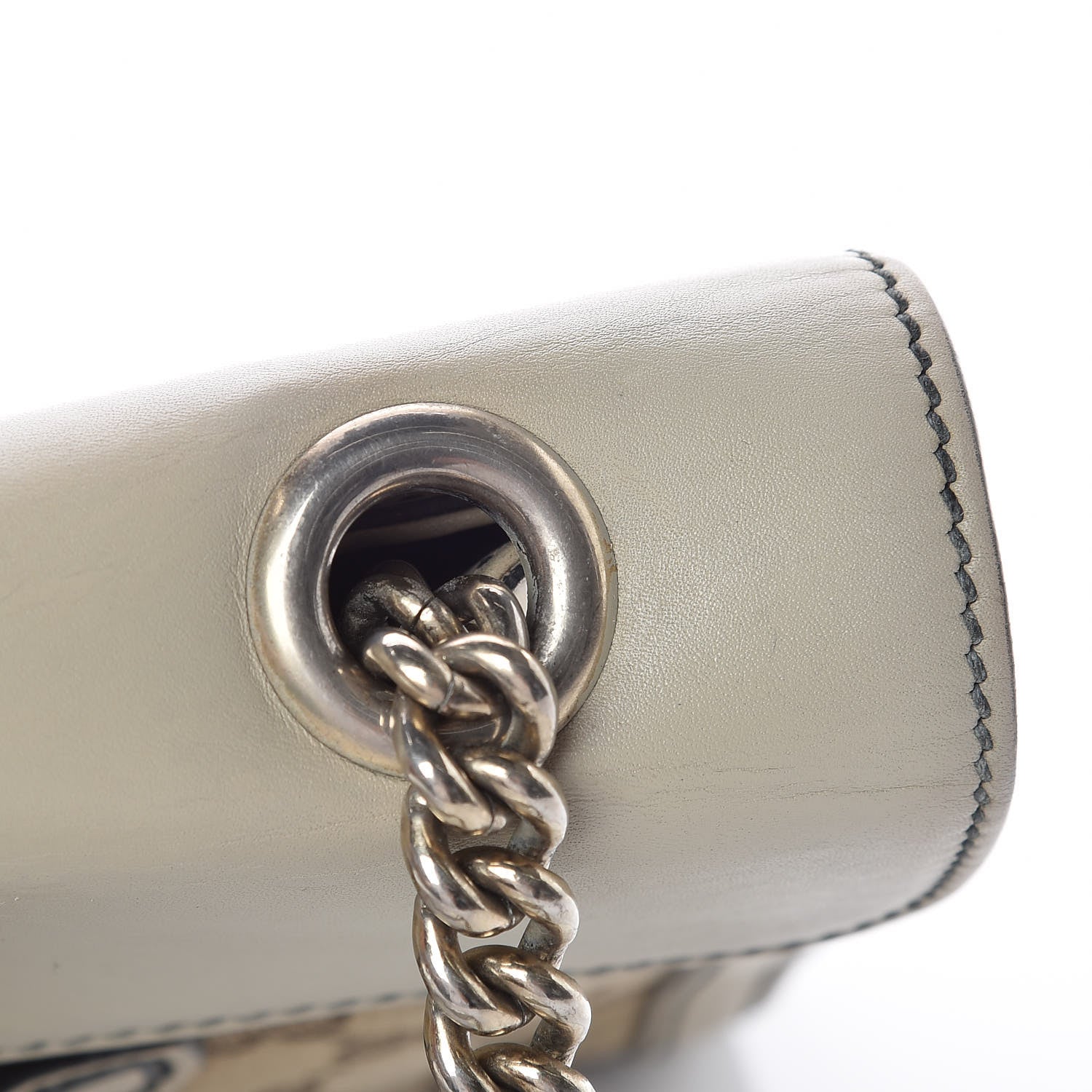 Gucci Monogram Margaux Calfskin Medium Emily Chain Shoulder Bag Beige Ebony Mystic White 15 of 17