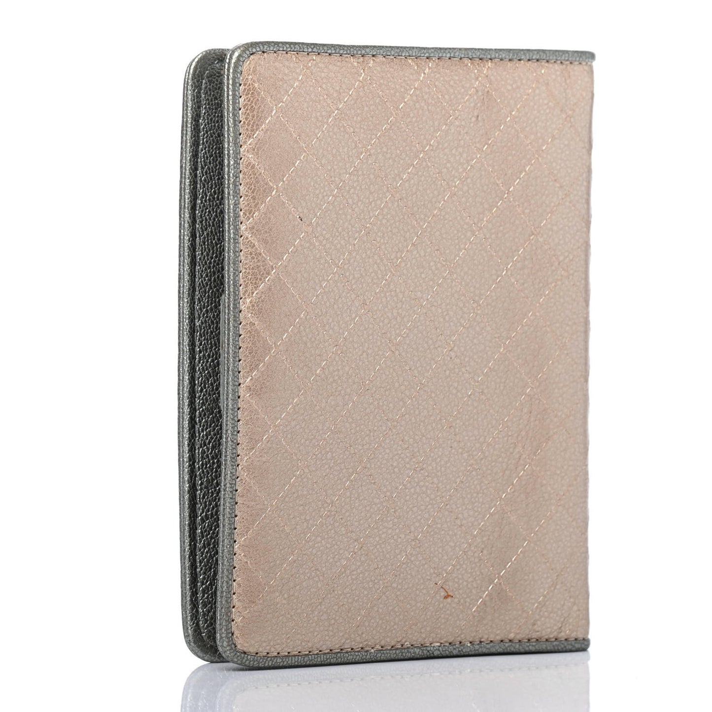 Glazed Calfskin Diamond Stitched Agenda Cover Gold