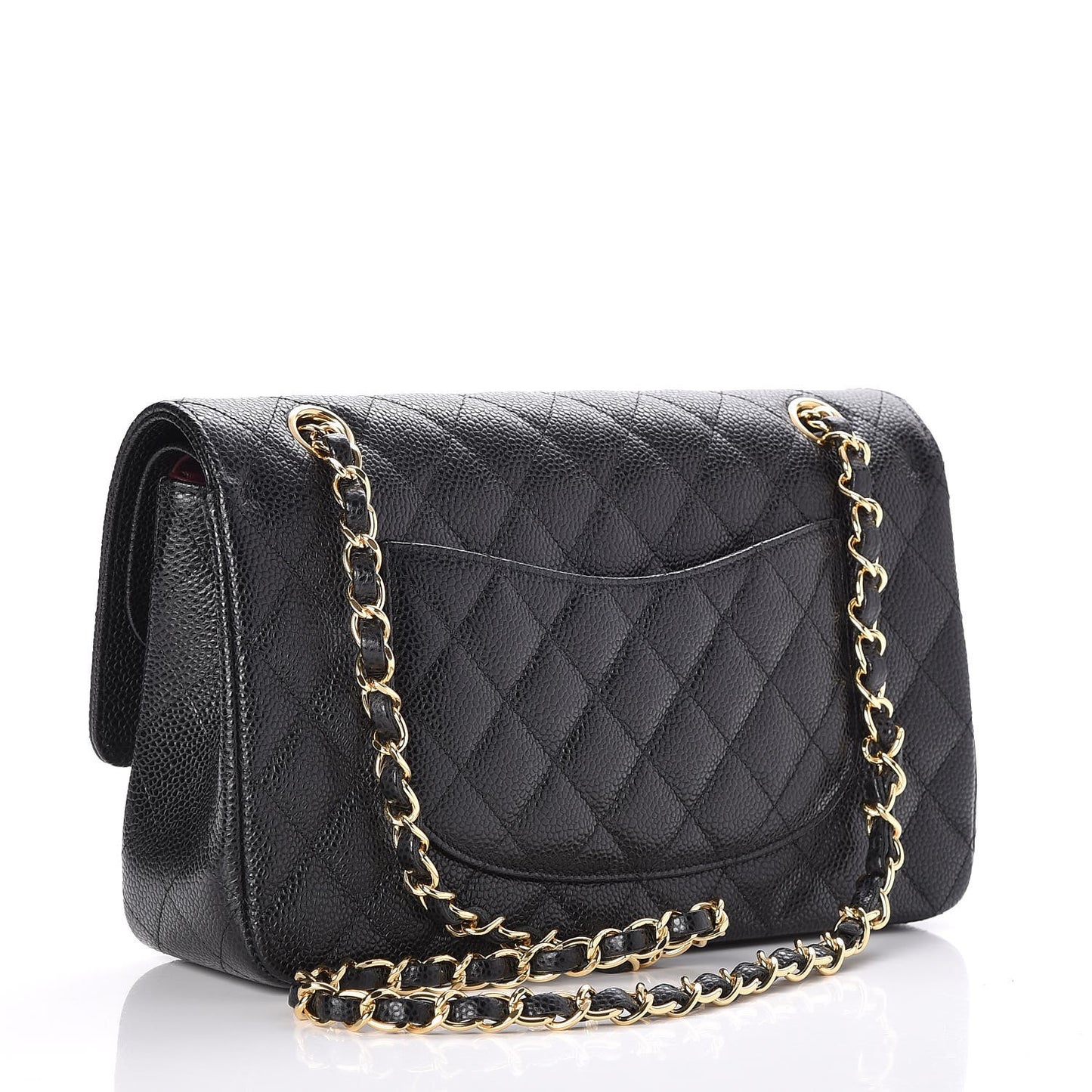 Caviar Quilted Medium Double Flap Black