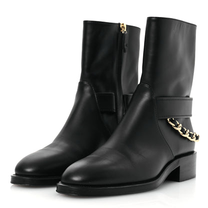 Chanel Calfskin Chain Short Boots 37.5 Black 4 of 13