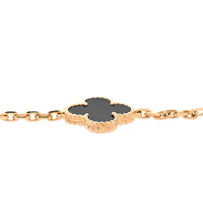 Van Cleef & Arpels 18K Yellow Gold Black Onyx 10 Motifs Vintage Alhambra Necklace 5 of 7
