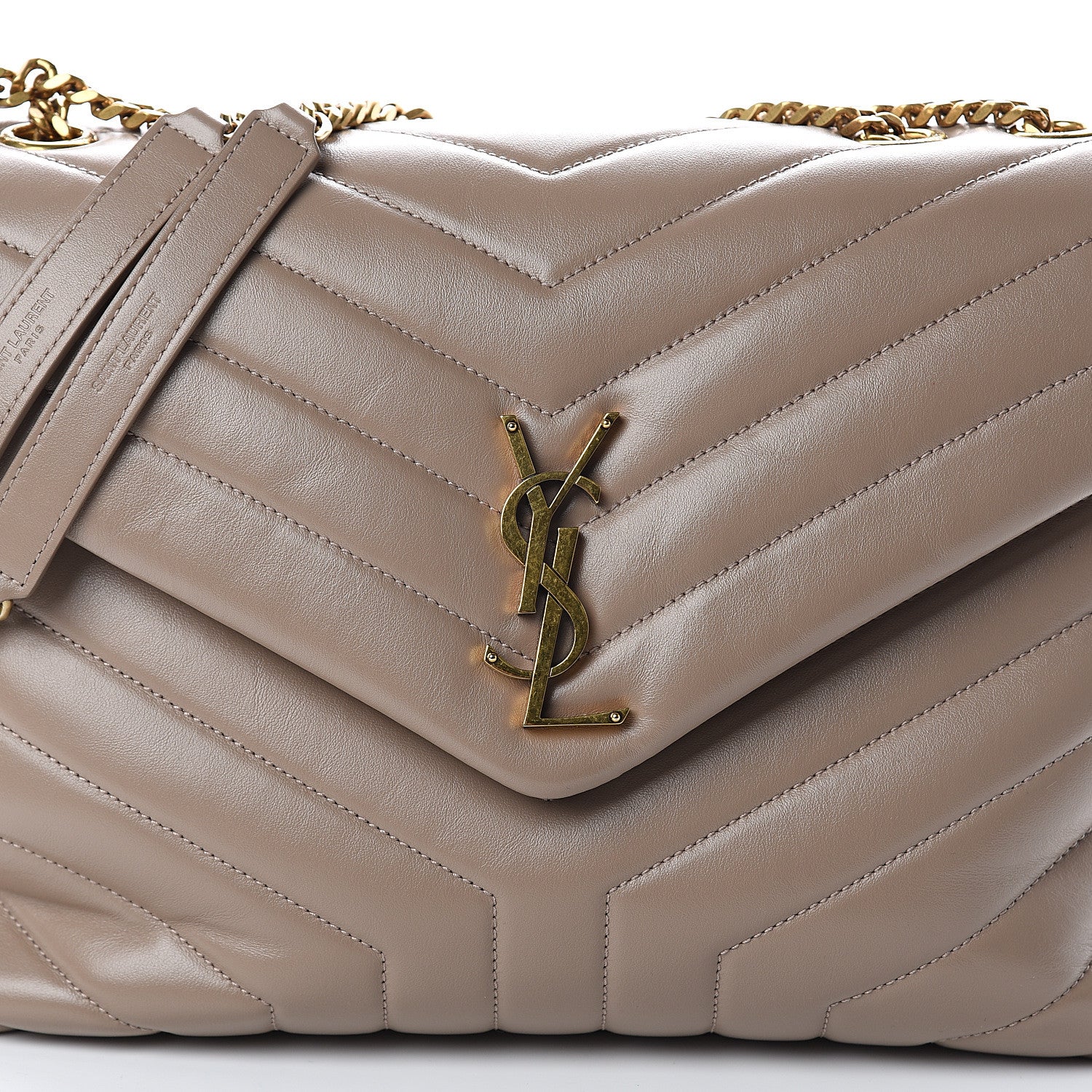 Saint Laurent Calfskin Y Quilted Monogram Medium Loulou Chain Satchel Dark Beige 6 of 8