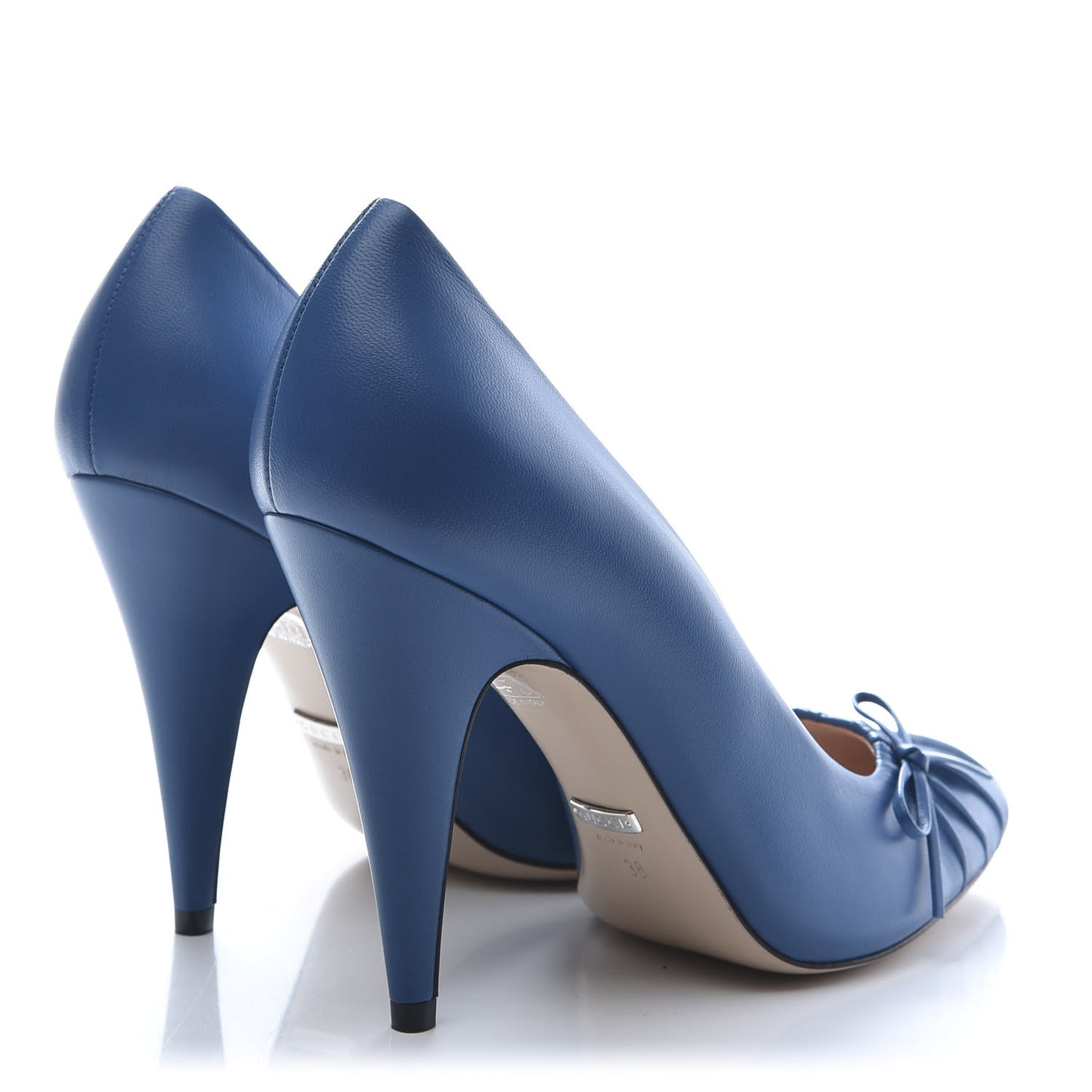 Nappa Bow High Heel Pumps 38 Riviera Blue
