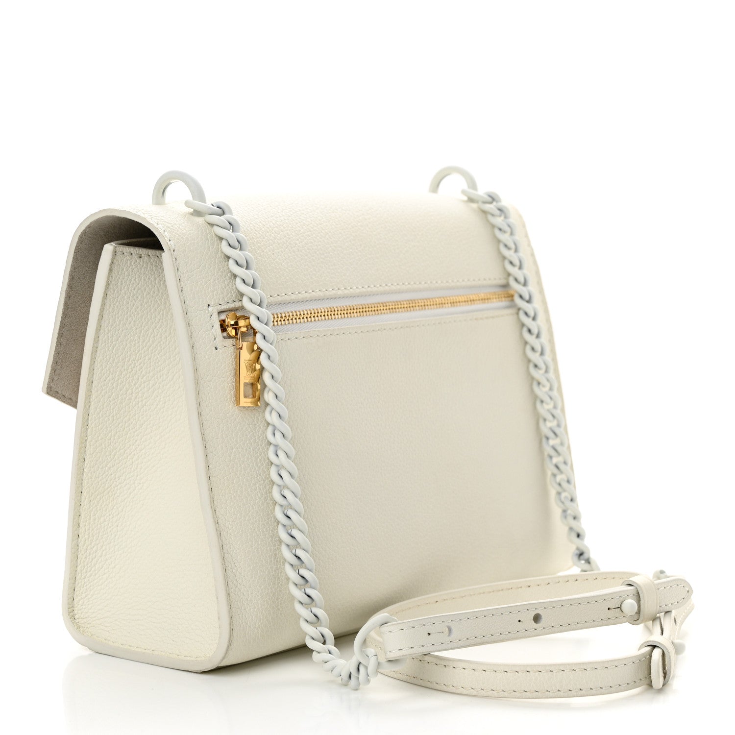 Louis Vuitton LOUIS VUITTON Soft Calfskin Mylockme Chain Bag BB White 3 of 11
