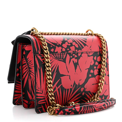 Saint Laurent Calfskin Small Monogram Sunset Tropical Print Red Black 3 of 10