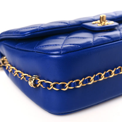 Chanel Lambskin Quilted Large CC Chain Flap Blue 8 of 10