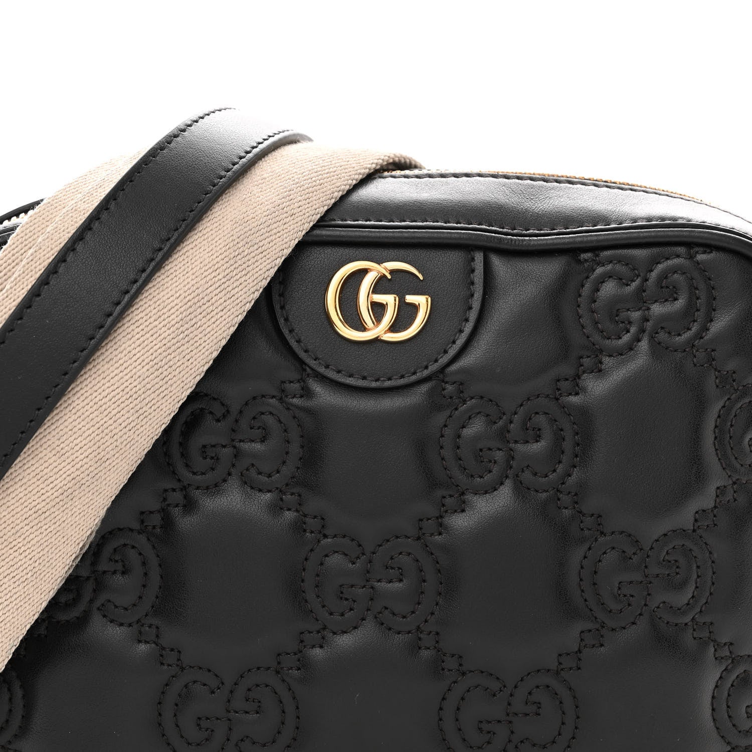 Gucci Calfskin GG Matelasse Shoulder Bag Black Natural 8 of 16