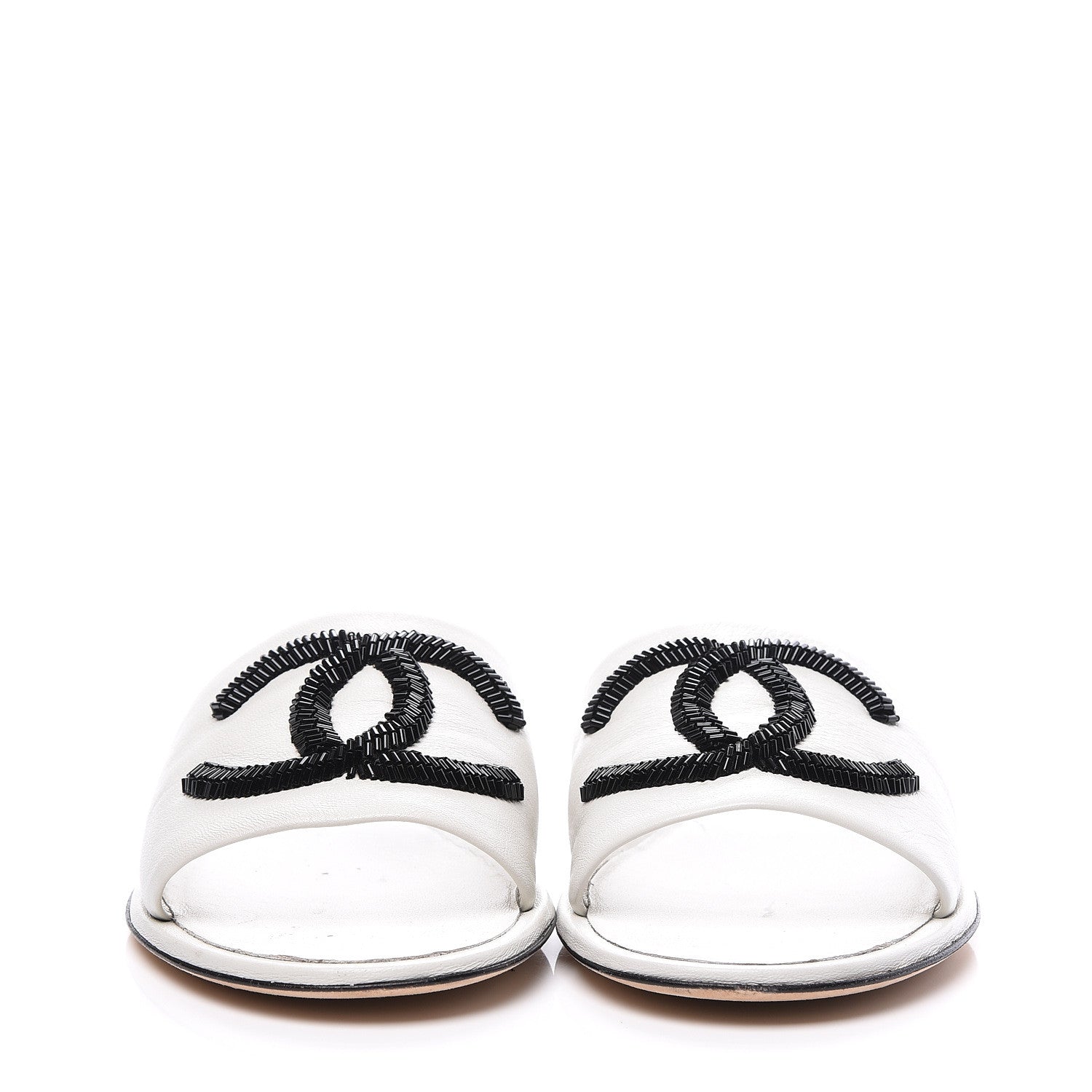 Chanel Lambskin Beaded CC Mules 40.5 Grey 2 of 10