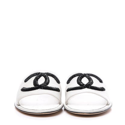 Chanel Lambskin Beaded CC Mules 40.5 Grey 2 of 10