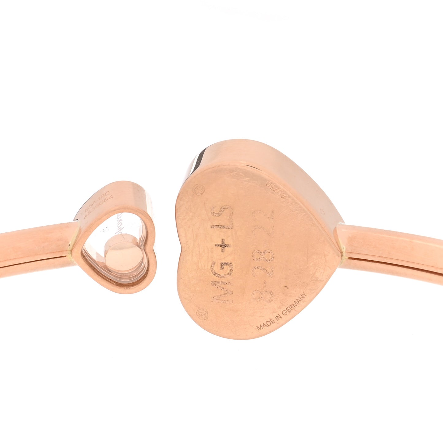 18K Rose Gold Diamond Happy Hearts Pave Bangle Bracelet