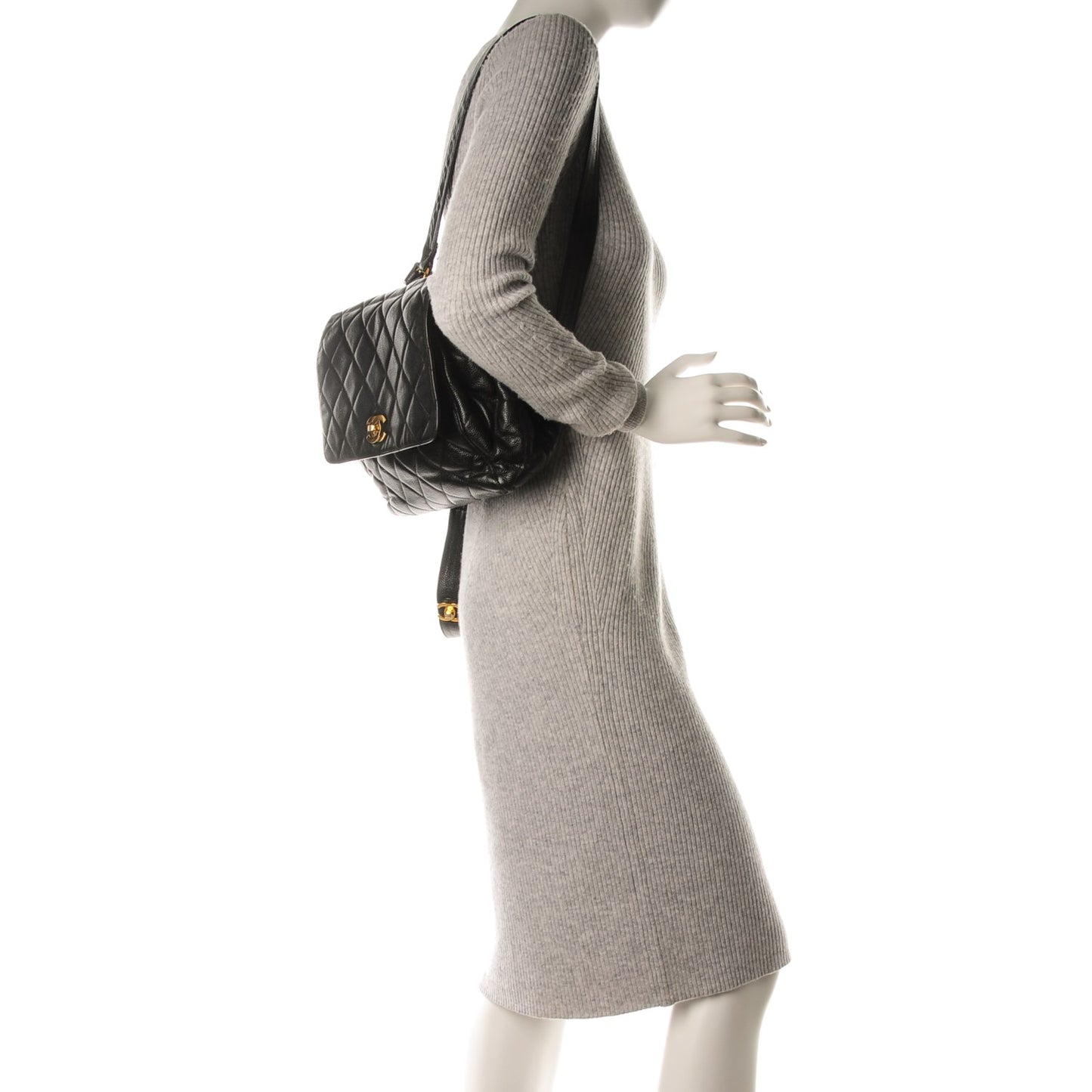 Caviar Quilted Backpack Black