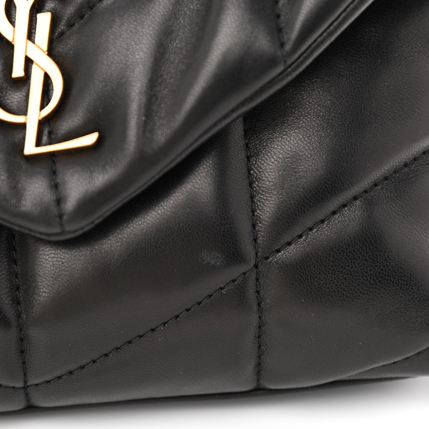 Lambskin Quilted Toy Loulou Puffer Monogram Chain Satchel Black