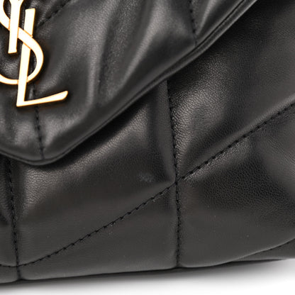 Saint Laurent Lambskin Quilted Toy Loulou Puffer Monogram Chain Satchel Black 9 of 9