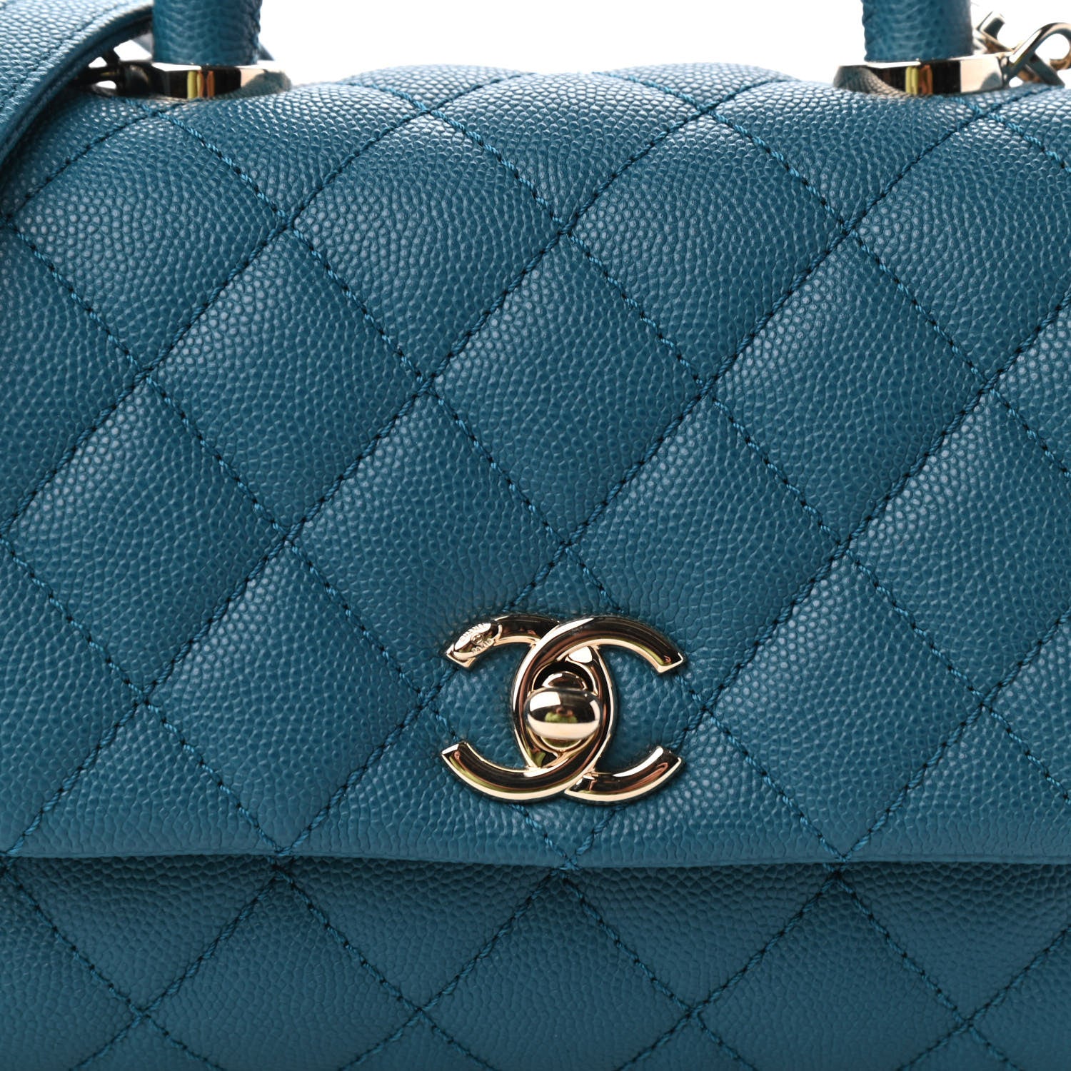 Chanel Caviar Quilted Extra Mini Coco Handle Flap Dark Turquoise 10 of 11