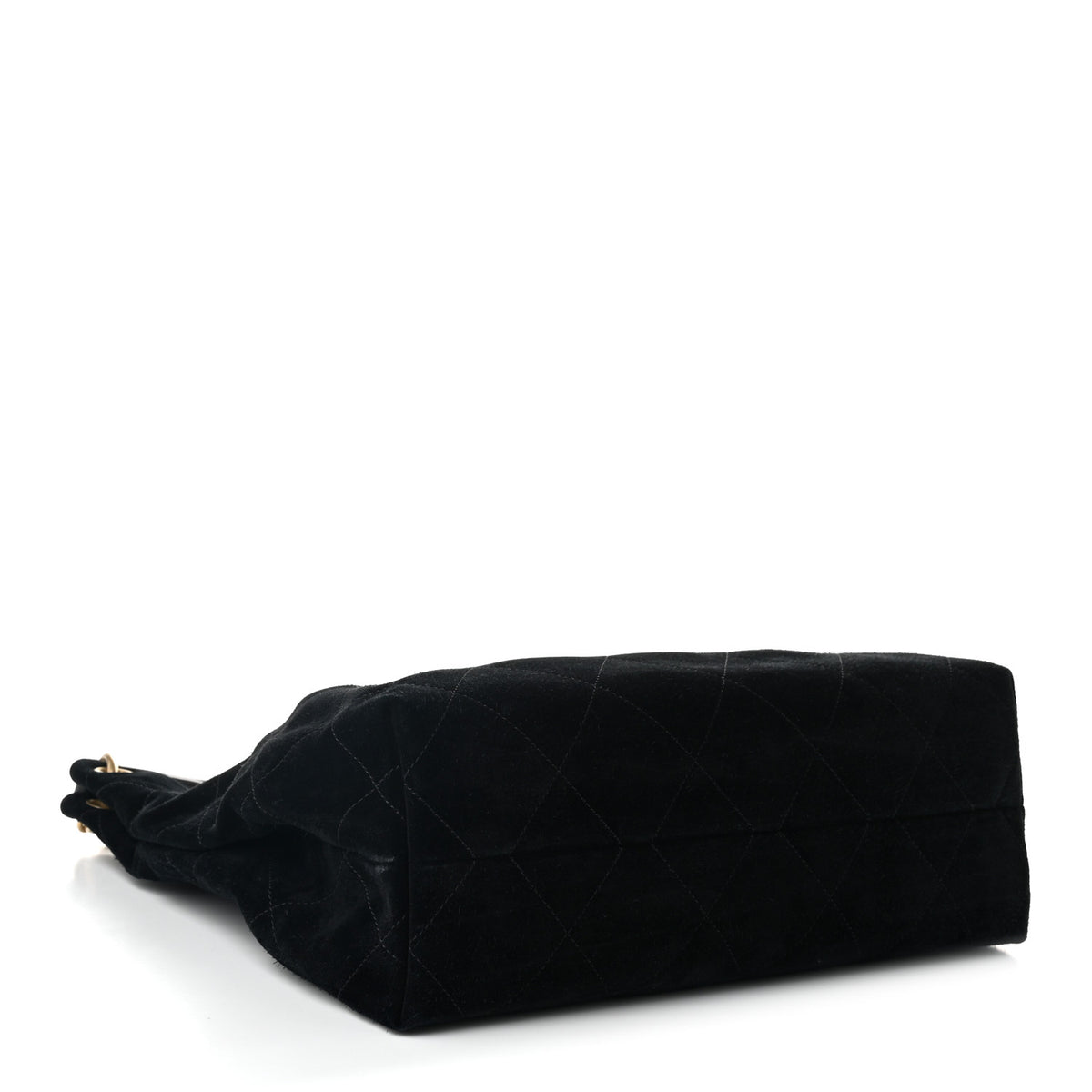 Suede Calfskin Lambskin Quilted Maxi Hobo Black