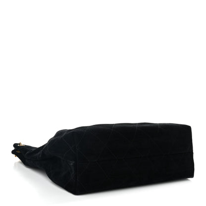 Chanel Suede Calfskin Lambskin Quilted Maxi Hobo Black 4 of 10