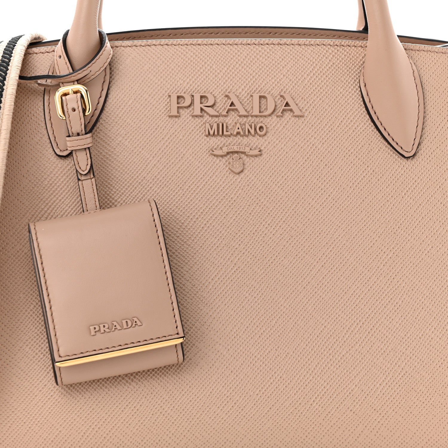 Prada Saffiano Cuir Calfskin Small Monochrome Top Handle Tote Cipria 7 of 9