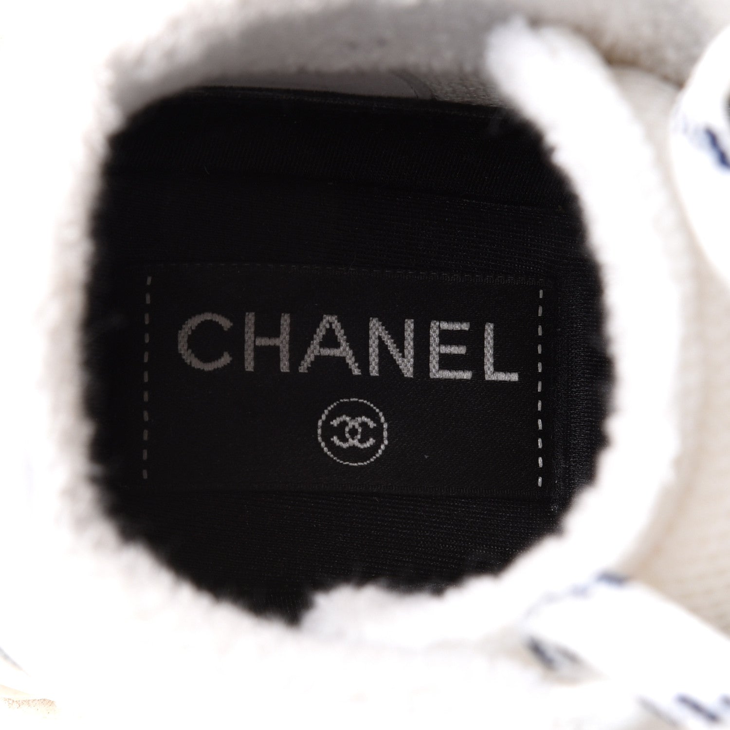 Chanel Calfskin Mesh Lycra Womens Logo High Top Sneakers 37 White 6 of 10