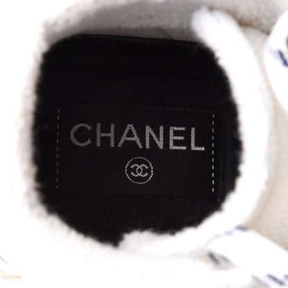 Chanel Calfskin Mesh Lycra Womens Logo High Top Sneakers 37 White 6 of 10