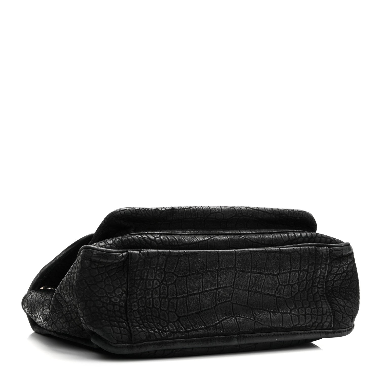 Saint Laurent Nubuck Crocodile Embossed Monogram Medium Niki Chain Satchel Black 4 of 10