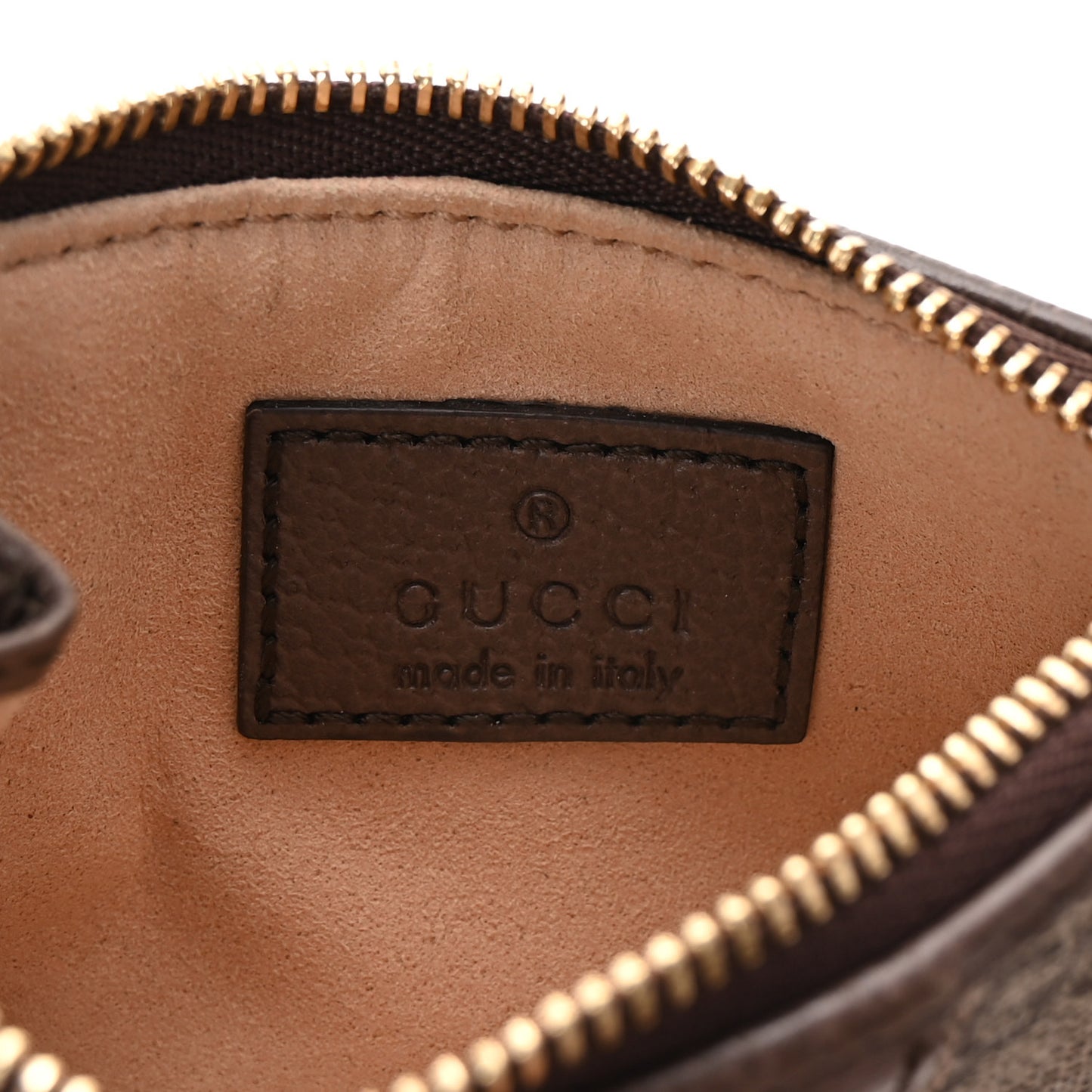 GG Supreme Monogram Web Ophidia Zip Card Case Brown