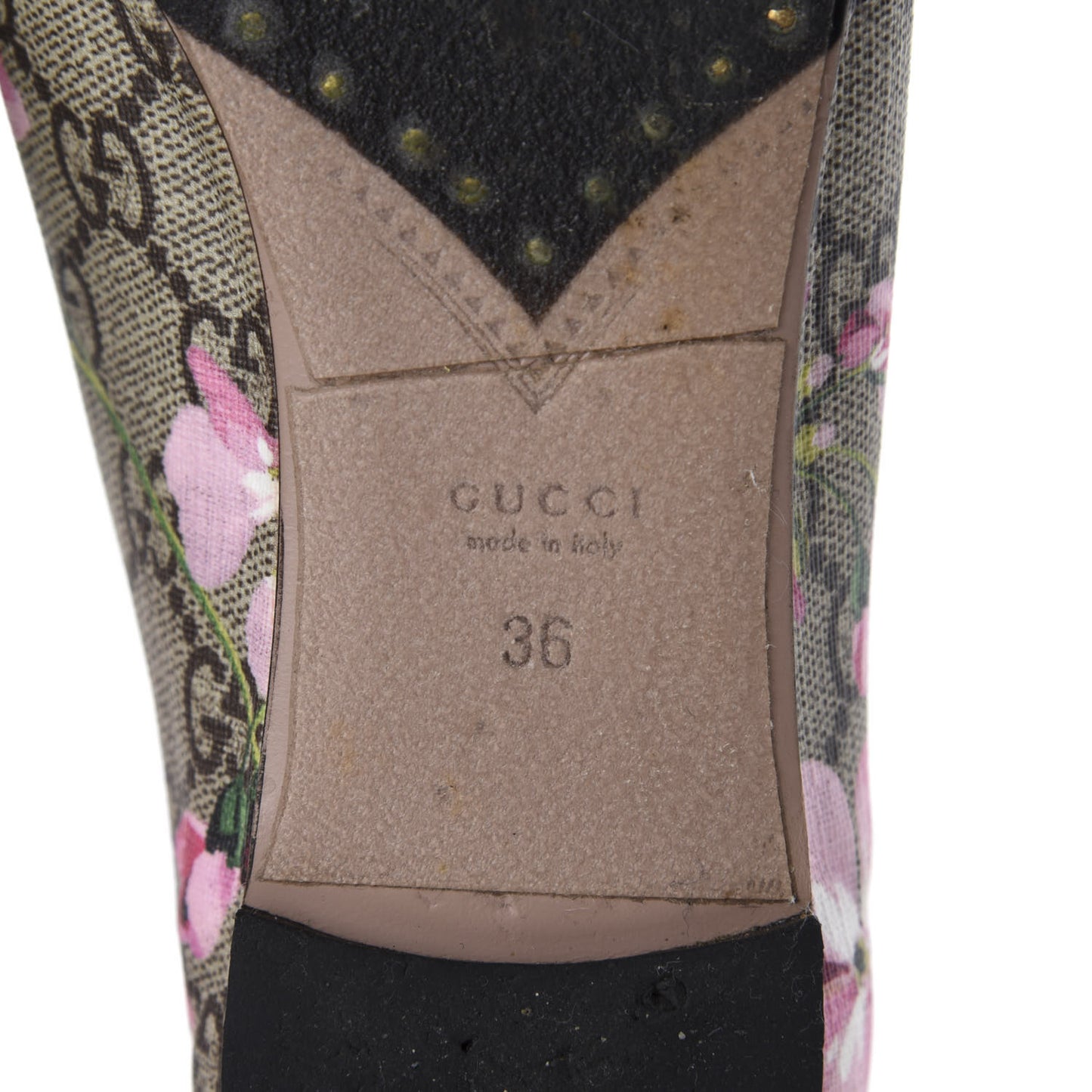GG Supreme Monogram Blooms Ballet Flats 36 Beige Multicolor Dry Rose