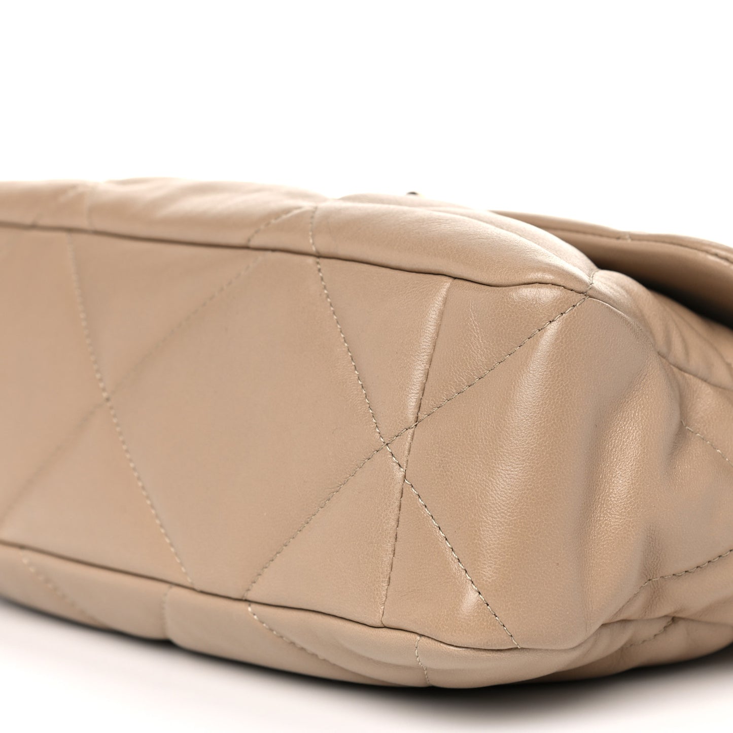 Lambskin Quilted Large Chanel 19 Flap Beige
