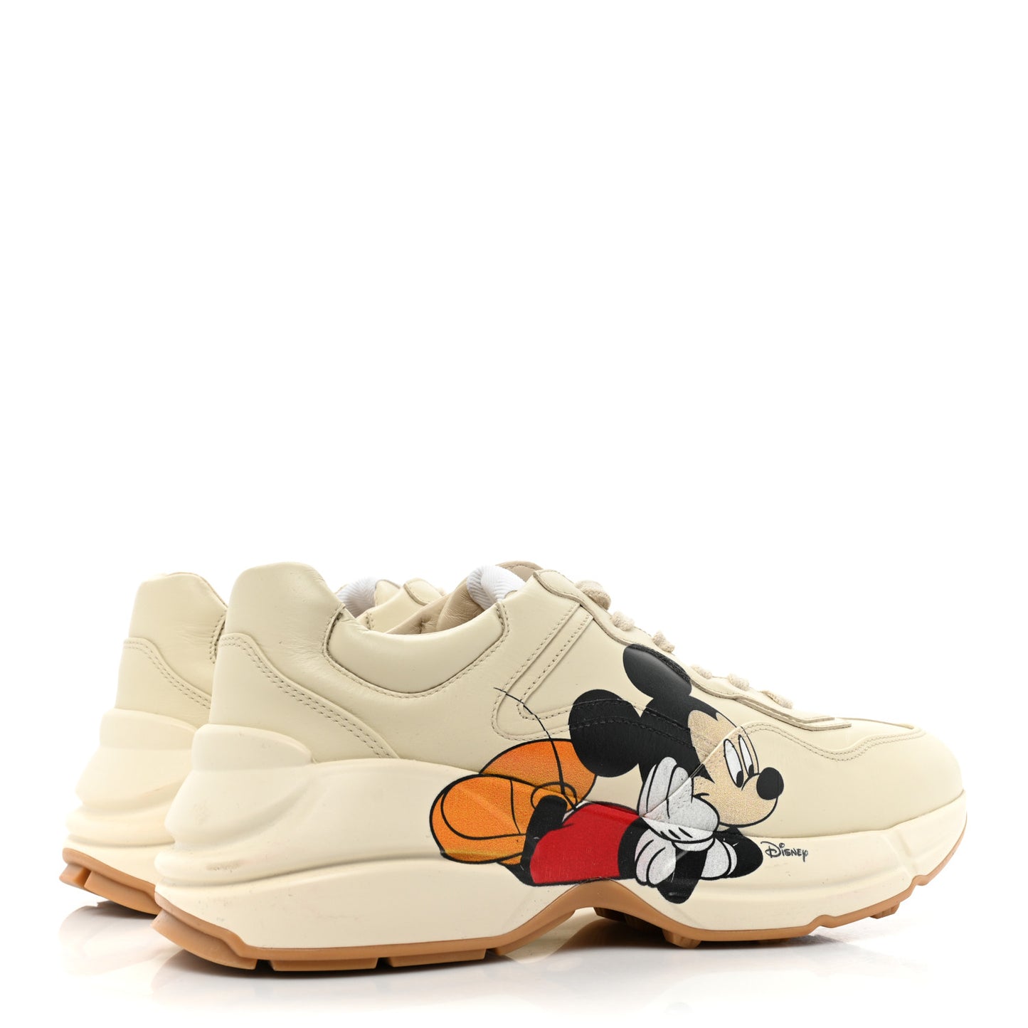 X DISNEY Calfskin Mickey Mouse Womens Rhyton Sneakers 39 Ivory