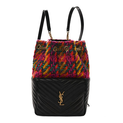 Saint Laurent Tweed Lambskin Matelasse Monogram Joe Backpack Black Rosso Multicolor 1 of 8