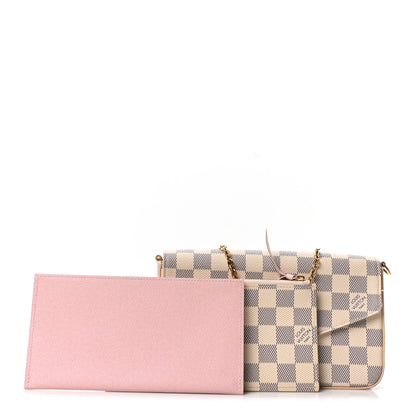 Louis Vuitton Damier Azur Pochette Felicie Chain Wallet Rose Ballerine 2 of 10
