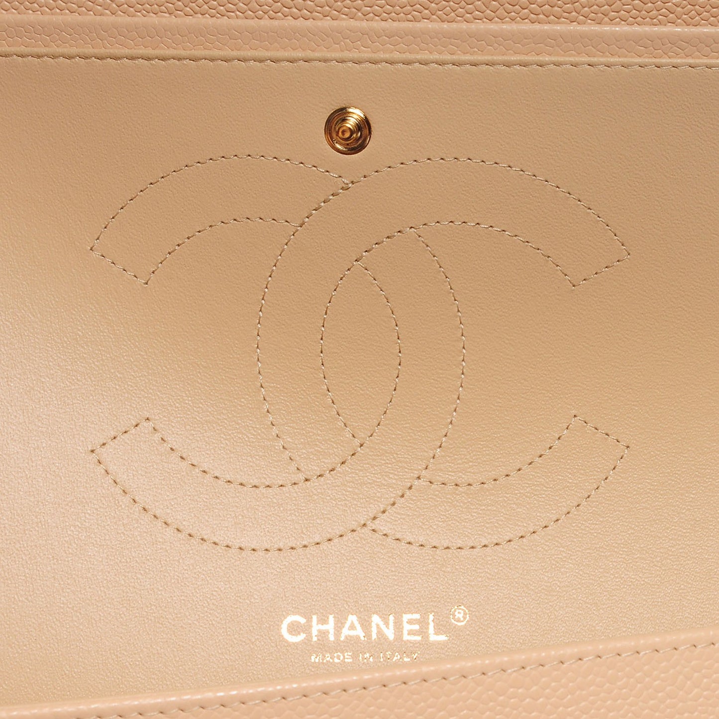 Caviar Quilted Jumbo Double Flap Beige Clair