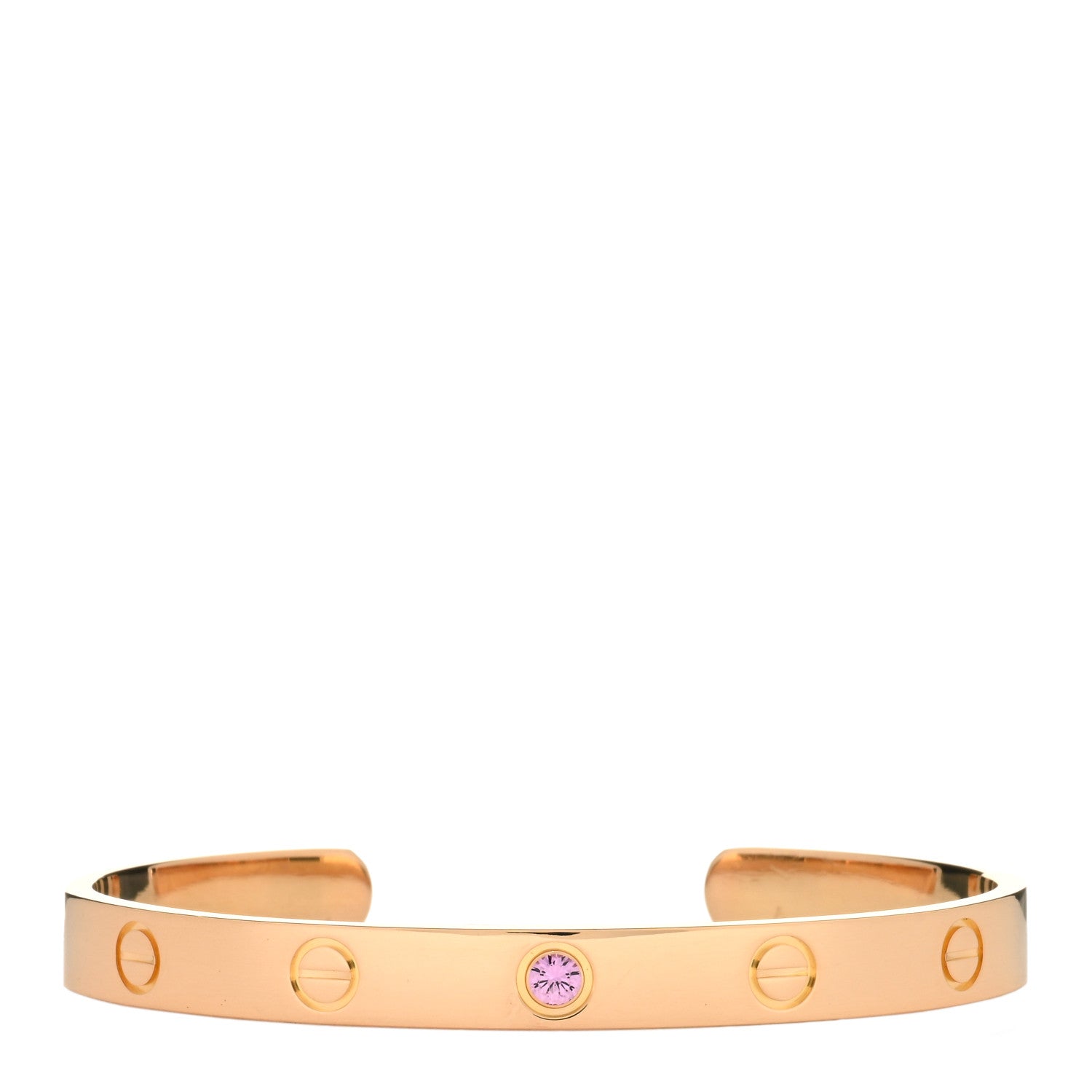 Cartier 18K Pink Gold Pink Sapphire LOVE Cuff Bracelet 17 1 of 3