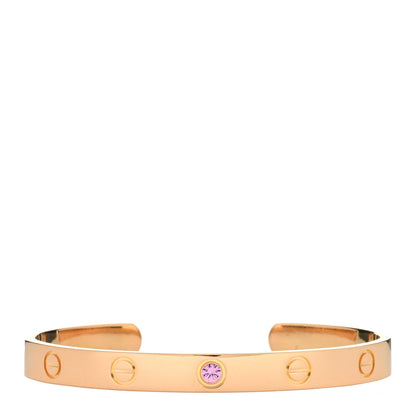 Cartier 18K Pink Gold Pink Sapphire LOVE Cuff Bracelet 17 1 of 3