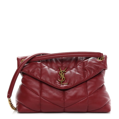 Saint Laurent Lambskin Quilted Medium Loulou Puffer Monogram Chain Satchel Opyum Red 1 of 11
