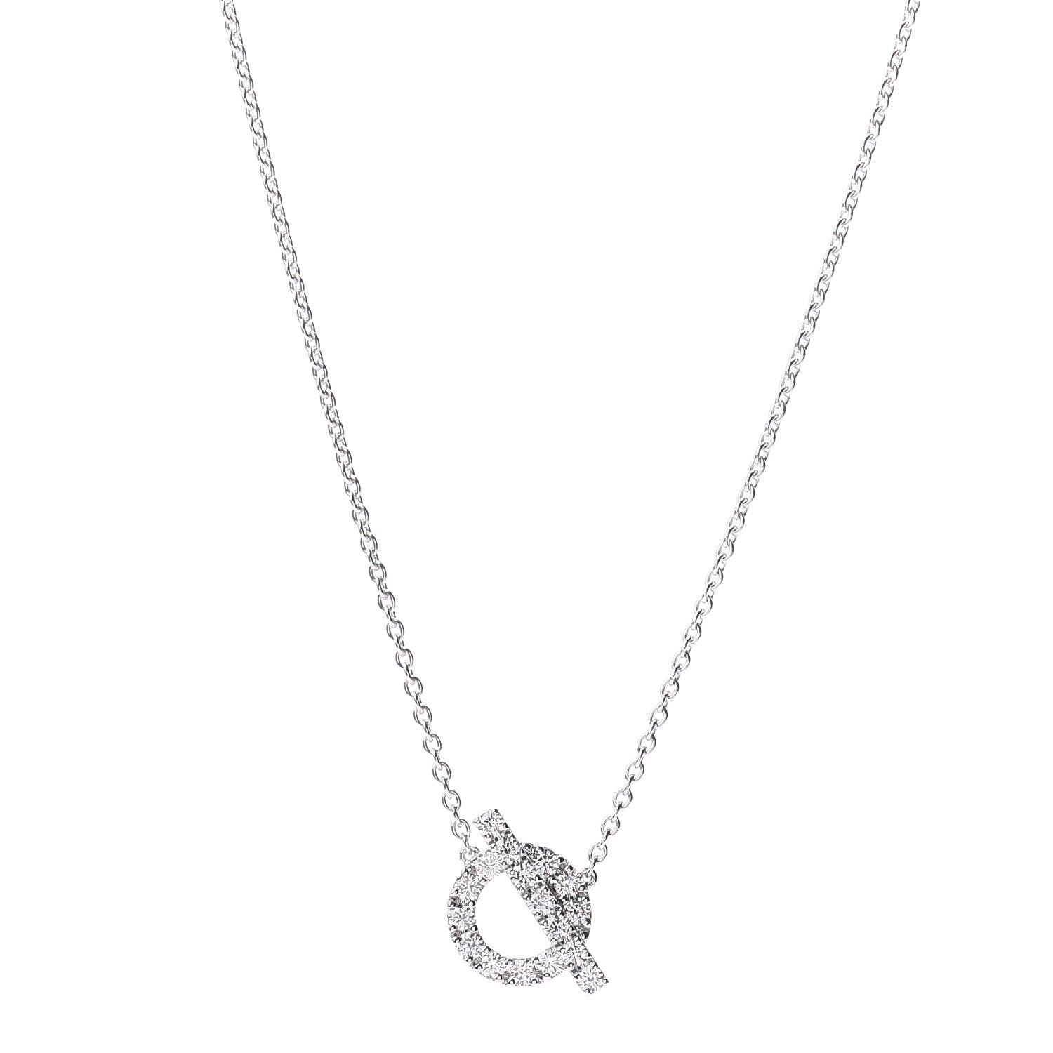 Hermes 18K White Gold Diamond Finesse Pendant Necklace 1 of 6