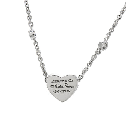 Tiffany 18K White Gold Diamond Paloma Picasso Hammered Heart Pendant Necklace 4 of 6