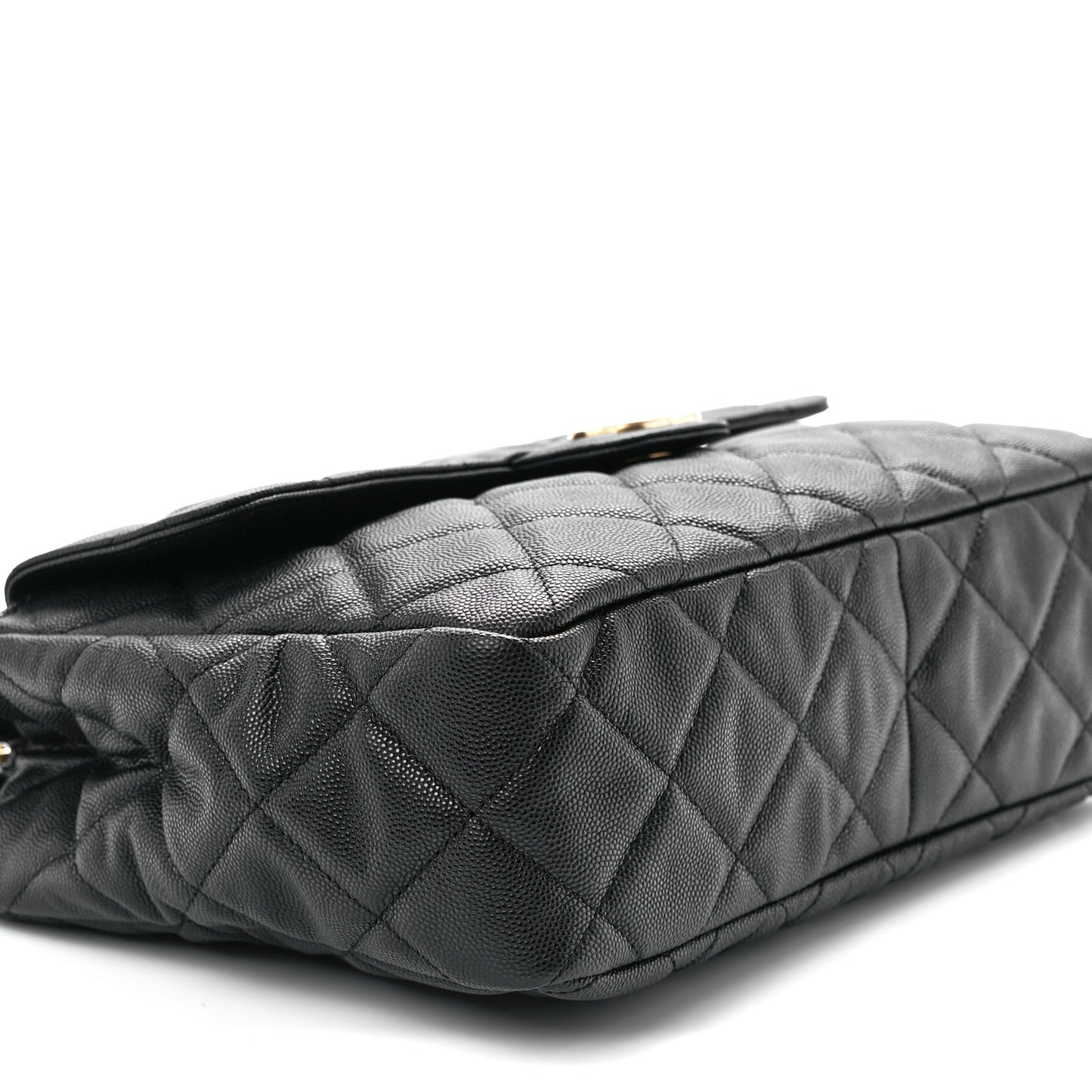 Caviar Quilted Large Wavy CC Hobo Black