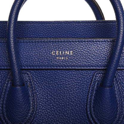 Celine Drummed Calfskin Nano Luggage Indigo 7 of 14