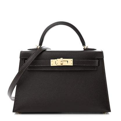 Hermes Madame Calfskin Mini Kelly Sellier 20 Bai Brun 1 of 10