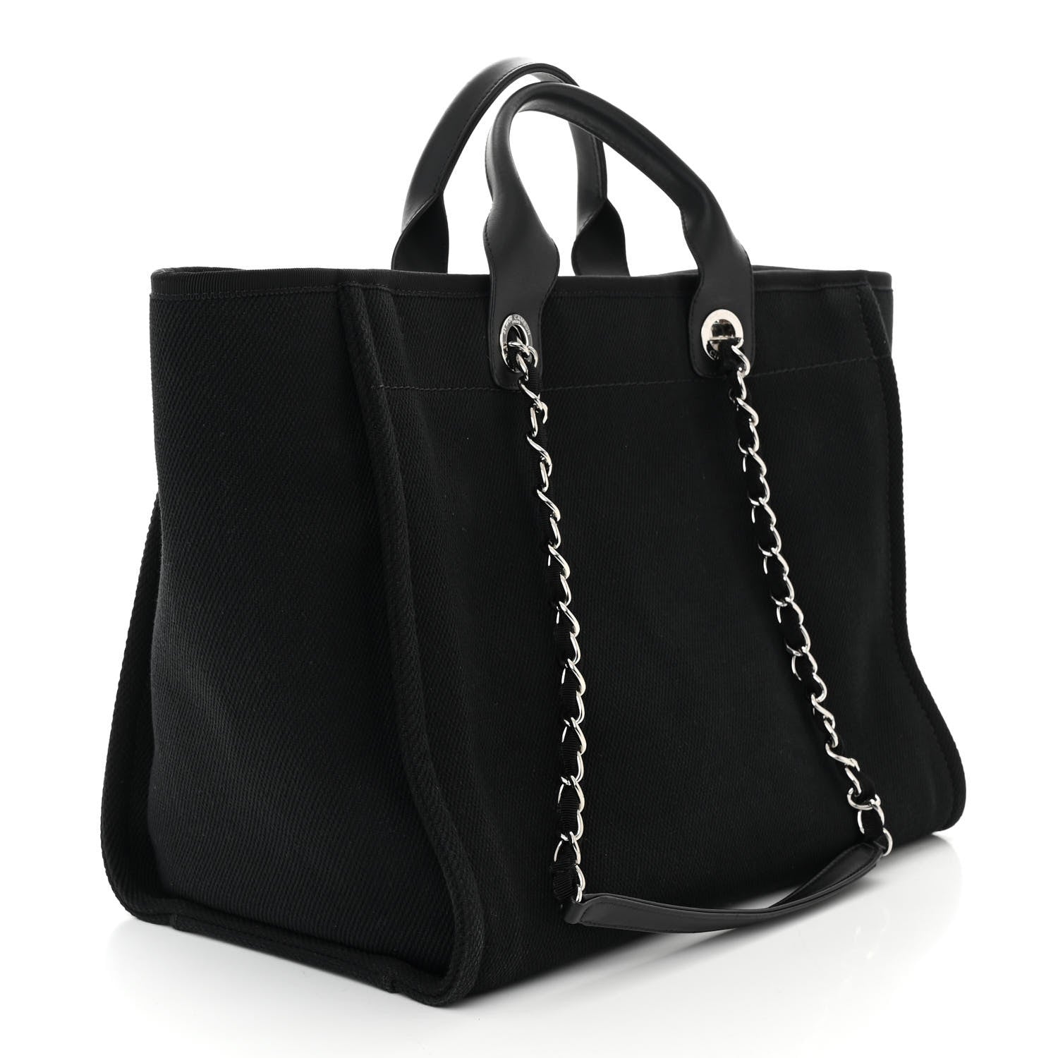 Chanel Canvas Pearl Medium Deauville Tote Black 3 of 10