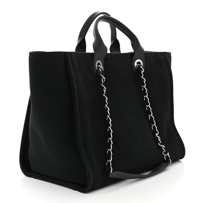 Chanel Canvas Pearl Medium Deauville Tote Black 3 of 10