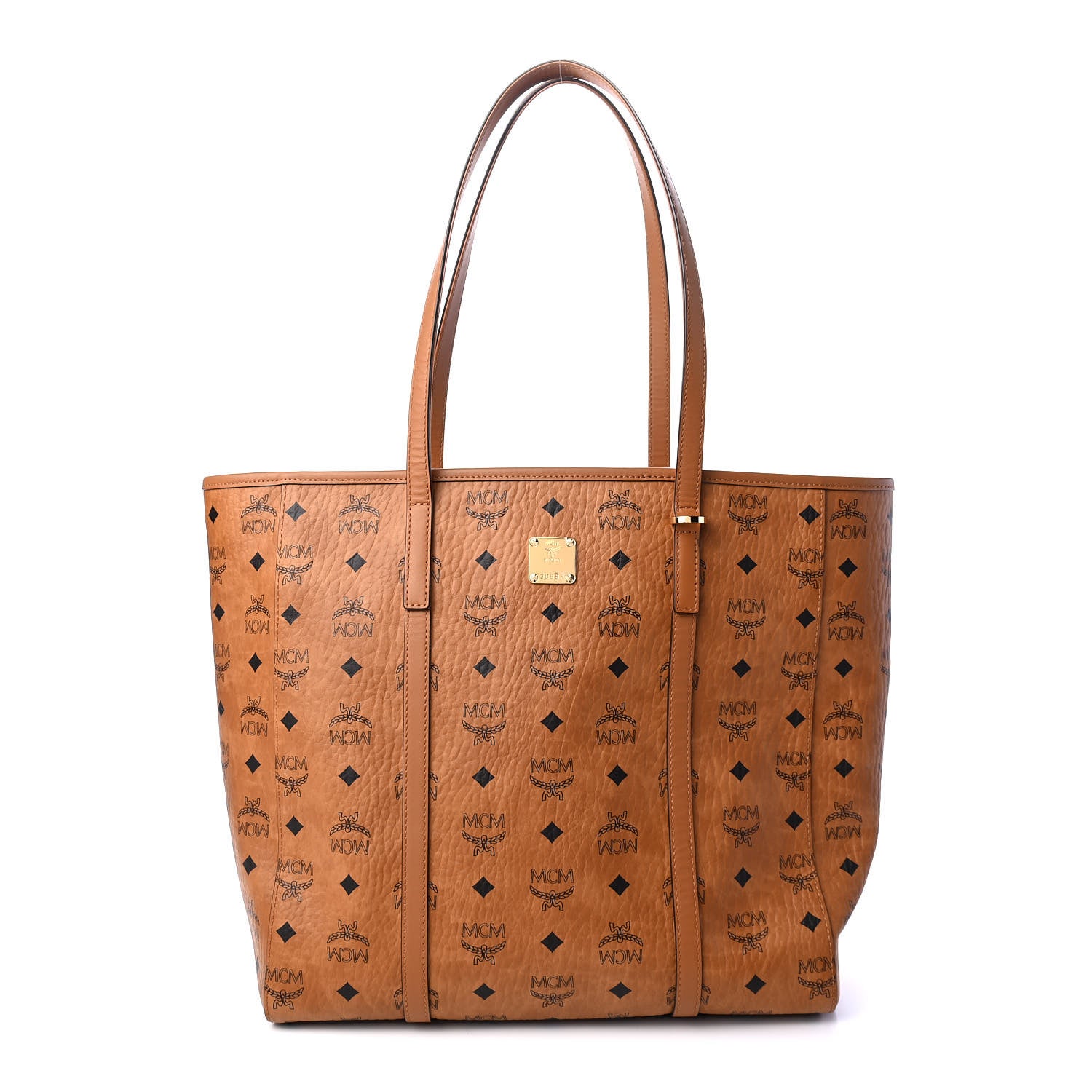 MCM Visetos Toni Shopper Tote Cognac 1 of 8