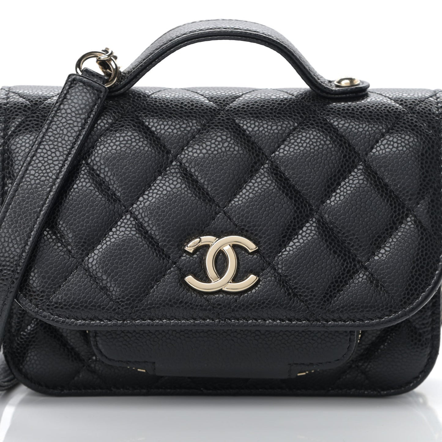 Caviar Quilted Business Affinity Clutch With Chain Black