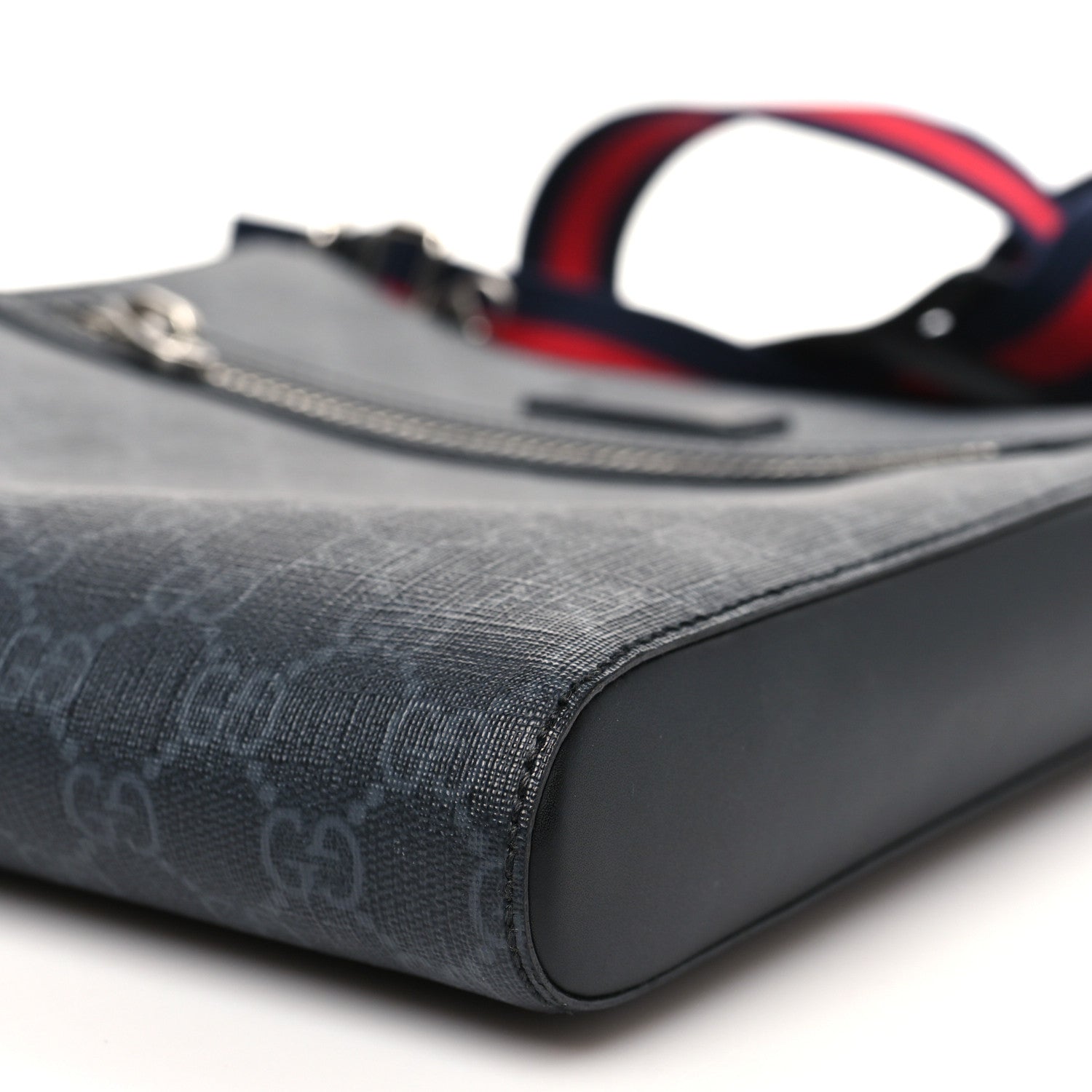 Gucci GG Supreme Monogram Web Small Flat Messenger Bag Black Grey 10 of 10