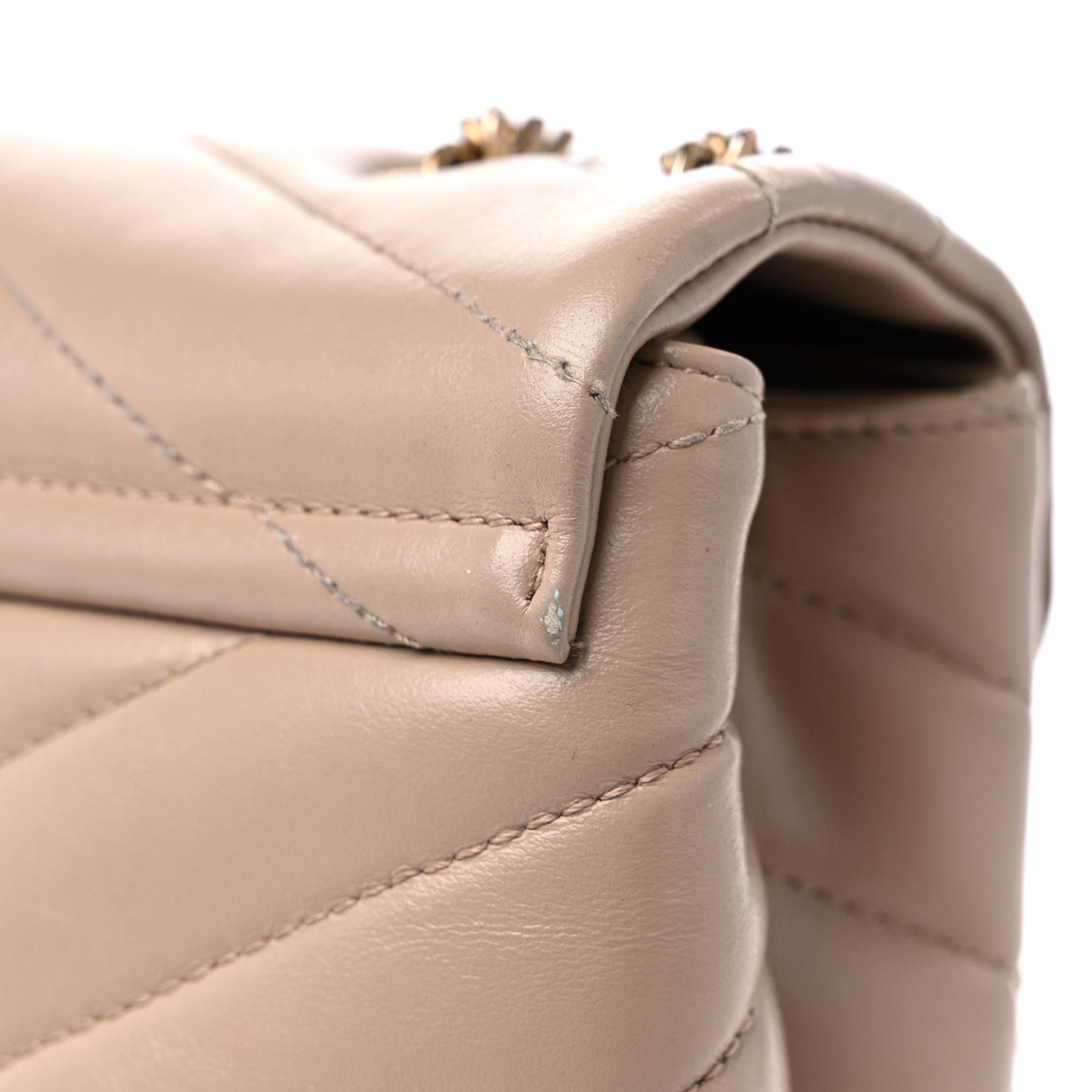 Saint Laurent Calfskin Y Quilted Monogram Small Loulou Chain Satchel Dark Beige 16 of 16