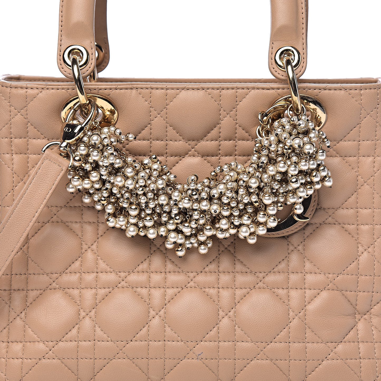 Lambskin Cannage Medium Lady Dior Beige