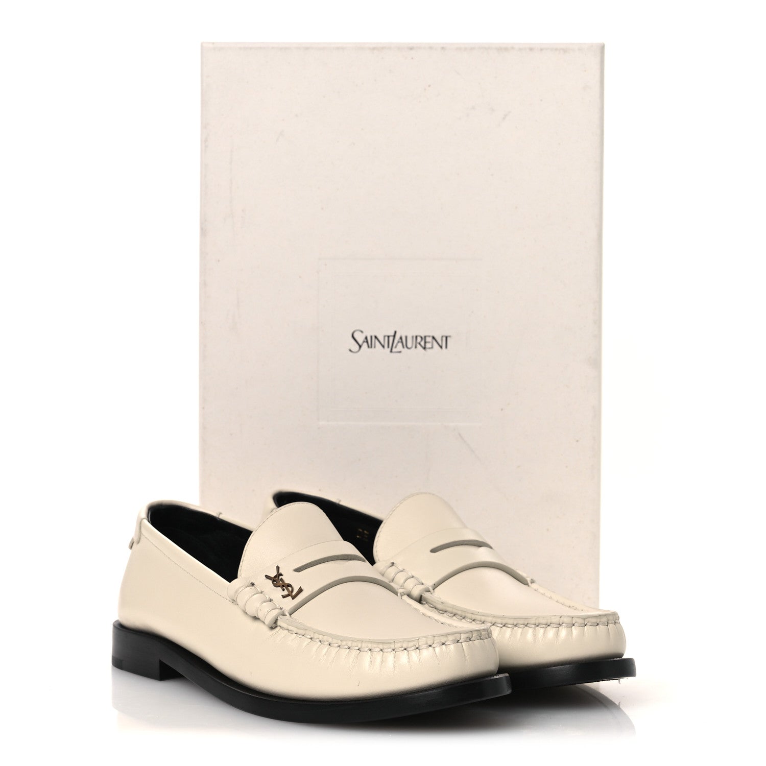 Saint Laurent Calfskin Penny Loafers 36 Pearl 13 of 13