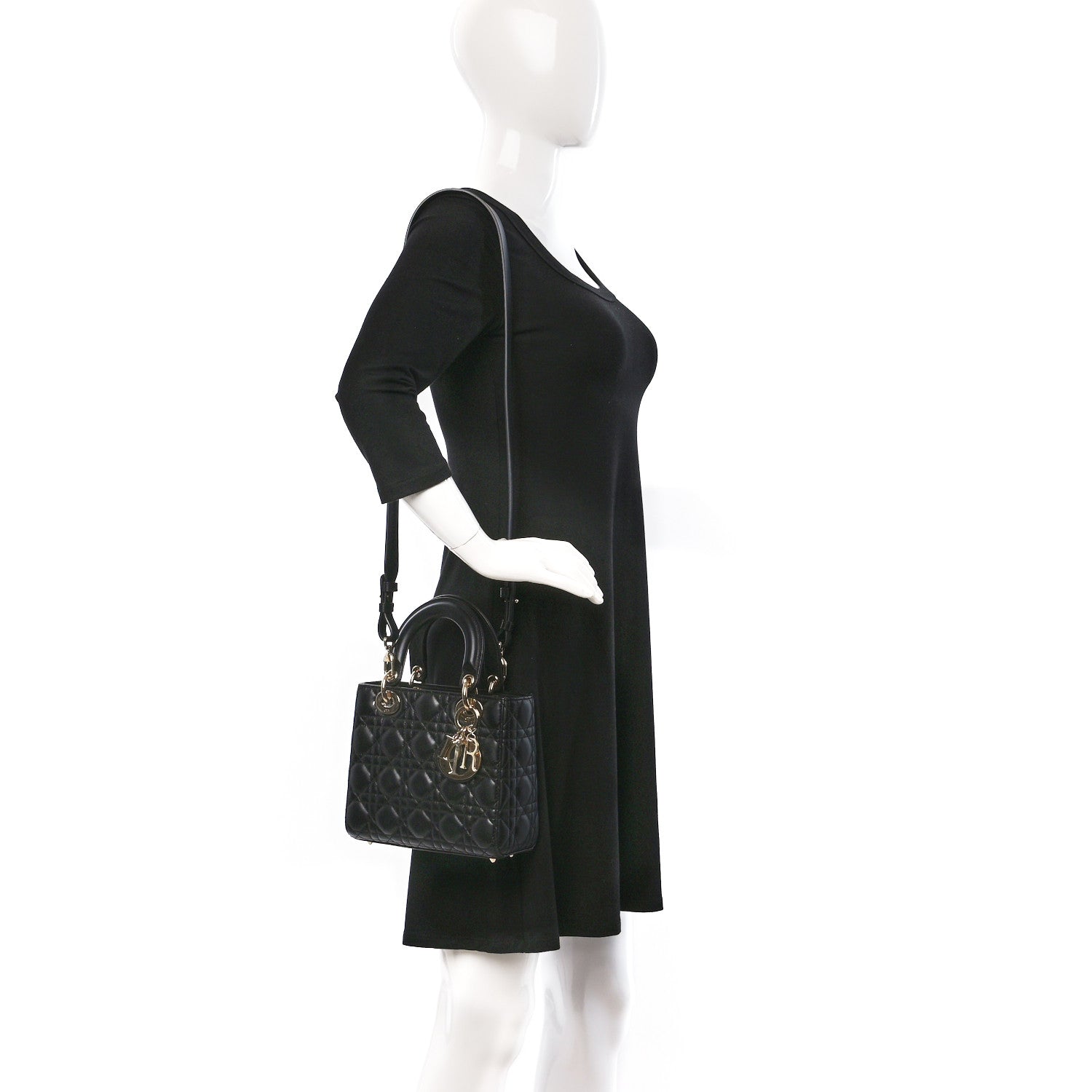 Christian Dior Lambskin Cannage Small My ABCDior Lady Dior Black 2 of 8
