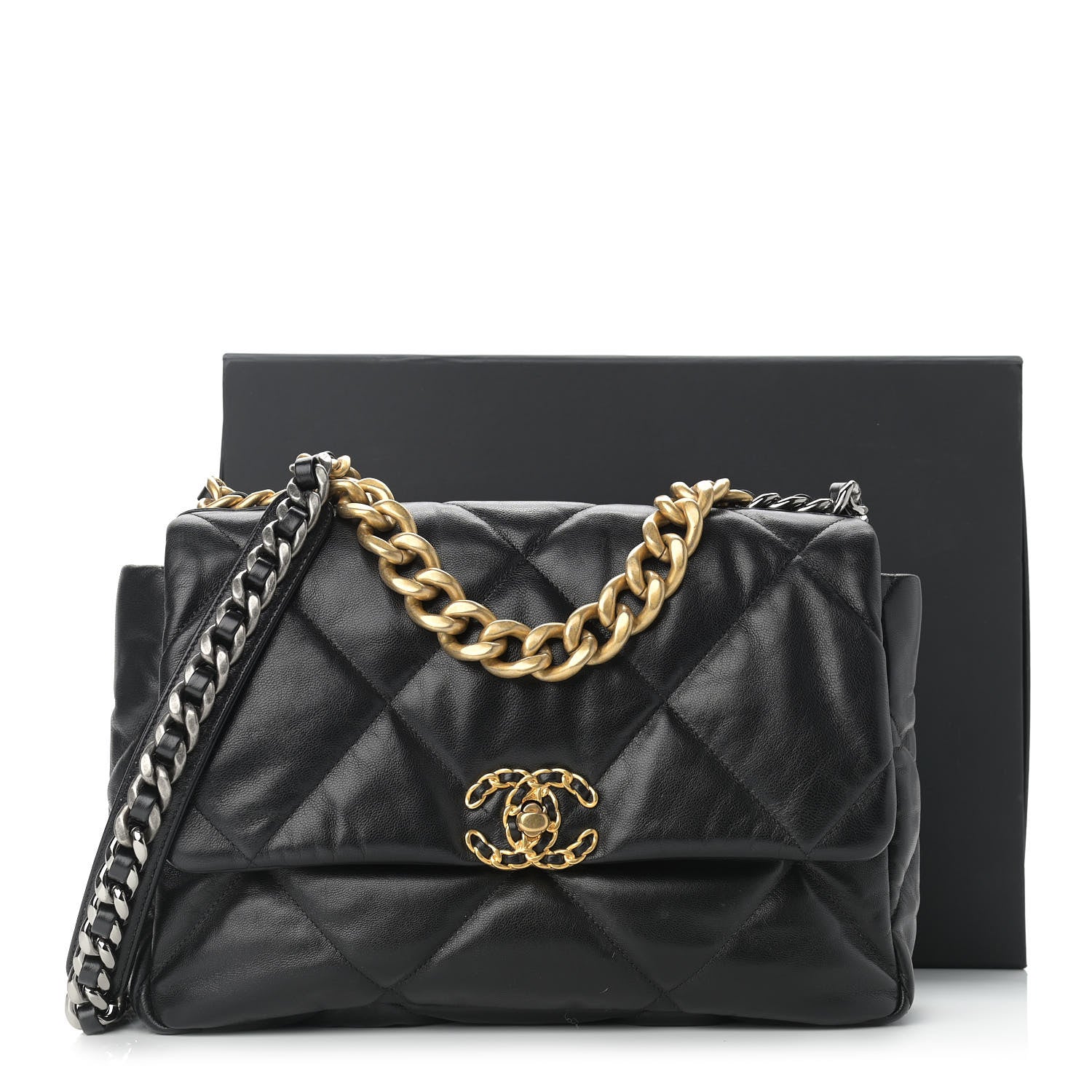 Chanel Goatskin Quilted Large Chanel 19 Flap Black 14 of 14
