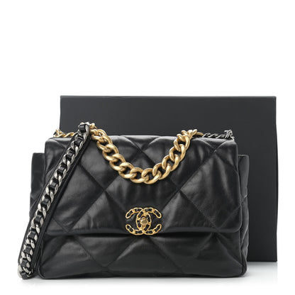 Chanel Goatskin Quilted Large Chanel 19 Flap Black 14 of 14